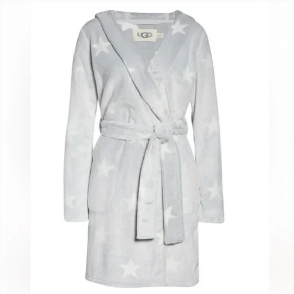 UGG Gray Star Moonbeam Miranda Fleece Patterned Robe - M - Picture 1 of 8
